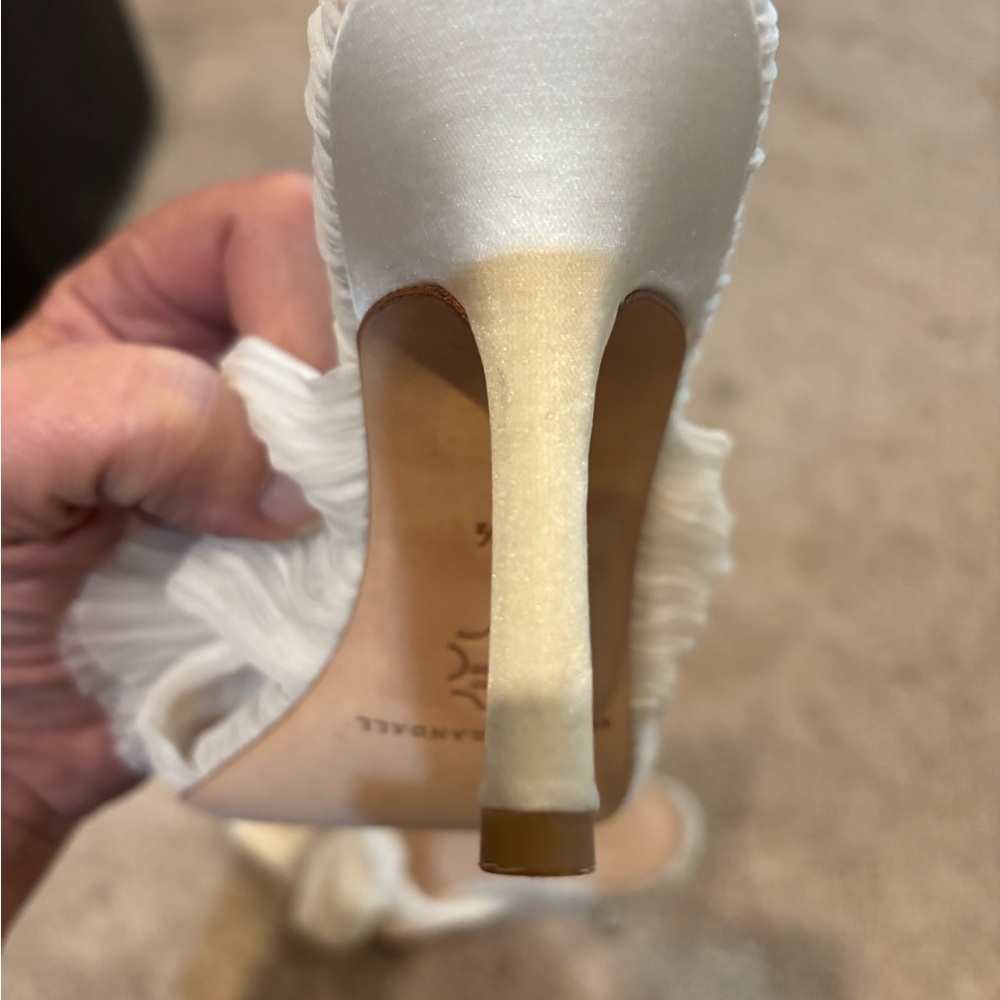 Loeffler Randall White Heeled Mules with Bow Detail - Picture 8 of 9